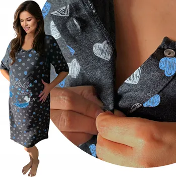 Dámské noční prádlo Neti Lehká, Volná Bavlněná Košile Noční Těhotenská a Kojící M