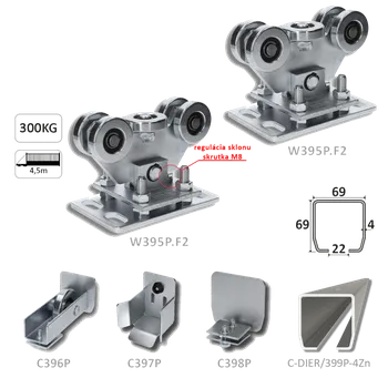 Samonos do 300 kg/4,5 kg, profil s otvory 69 x 69 x 4 mm Zn