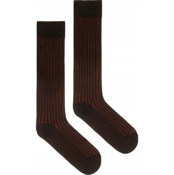 Pánské ponožky Ponožky podkolenky bavlněné černé s červeným proužkem velikost 42-46