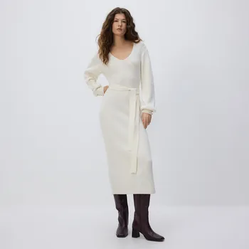 Dámské šaty Reserved - Šaty s&nbsp;příměsí vlny - krémová - 657IG-01X - 657IG-01X-XS