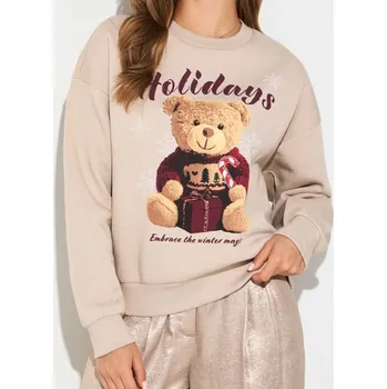 Dámská mikina Sinsay - Mikina s kulatým výstřihem s vánočním motivem - béžová - 904HB-80X - 904HB-80X-S