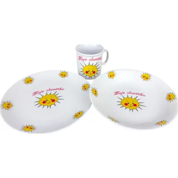 Talíř Thun talíř+miska+hrnek dětský SLUNÍČKO MIX, žlutá