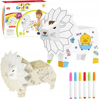 omalovánky UMĚLECKÁ SADA KARTONOVÝ LEV PRO MALOVÁNÍ, SKLÁDÁNÍ, OMALOVÁNKY POPISOVAČE