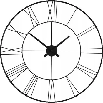 Hodiny HODINY NÁSTĚNNÉ KOVOVÉ ČERNÉ Ø 70 CM QUARTZOVÝ MECHANISMUS ŘÍMSKÉ ČÍSLICE