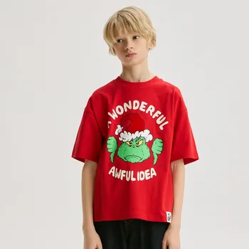 Chlapecké tričko Reserved - Vánoční tričko Grinch - červená - 451HF-33X - 451HF-33X-122