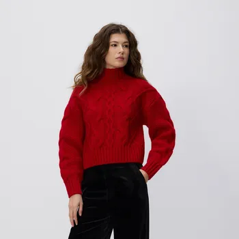 Dámský svetr Reserved - Rolák z vlny - červená - 921II-33X - 921II-33X-S