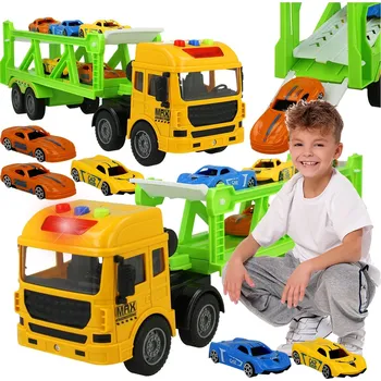 autíčko Nákladní auto Tir Autopřepravník s autíčky, sada 5 autíček, světla a zvuk Amade AM10357