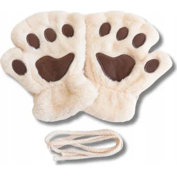 Rukavice ROZTOMILÉ KOČIČÍ RUKAVICE PLYŠOVÉ KOŽEŠINOVÉ TLAPKY KOČKY PALČÁKY BEZ PRSTŮ