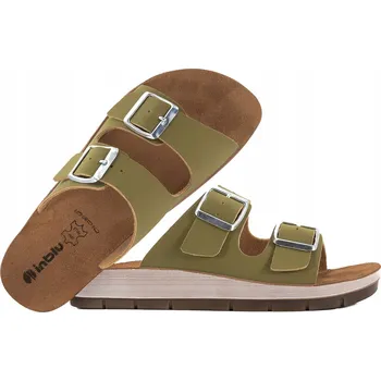 Dámské pantofle INBLU CP-42 Dámské letní NAZOUVÁKY pantofle komfortní kožená stélka PU 41 Zelená