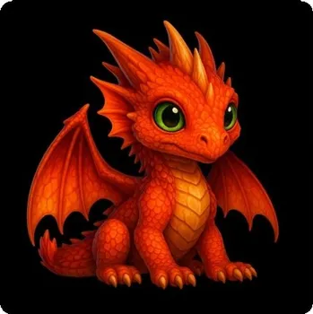 Dekorativní magnet Magnetka 65x65mm ve tvaru čtverce - červený dráček