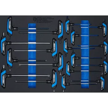 BGS 4148, Vložka do dílenského vozíku 3/3: sada šroubováků s T-rukojetí | vnitřní šestihran, T-profil (pro Torx) | 18dílná