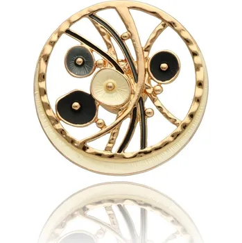 Brož Umělecká magnetická brož YVON v černo-zlatém provedení