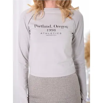 Dámské tričko Sinsay - Tričko s dlouhými rukávy - šedá - 635BE-09X - 635BE-09X-XXS