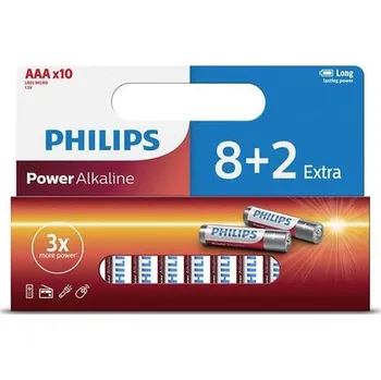 Článková baterie Philips LR03P10WP/10 AAA baterie LongLife 1,5 V, 8+2 ks, bez těžkých kovů