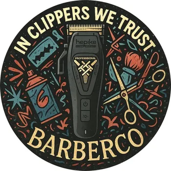 samolepka Barber samolepka BARBERCO In clippers we trust