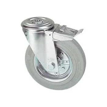 Pojezdové kolečko LGK 200/QRD Otočné kolo s šedou obručí s otvorem a brzdou-16 0221538