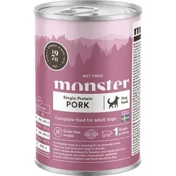 Krmivo pro psa Monster Psí konzerva – z vepřového masa, 400 g čisté maso, čistá radost