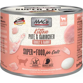 Krmivo pro kočku 6x200g MAC's Cat - Kitten (krůtí a králík)