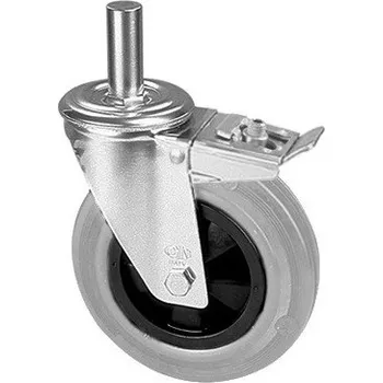 Pojezdové kolečko PGR 080/HRD Otočné kolo s šedou obručí s čepem a brzdou 0220768