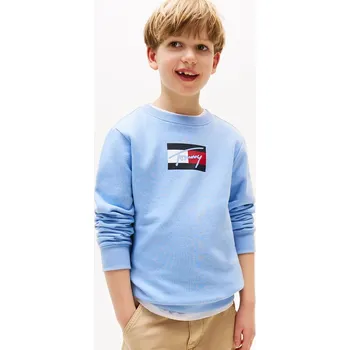 Chlapecká mikina Dětská bavlněná mikina Tommy Hilfiger modrá barva, s potiskem, KB0KB09741 KB0KB09741.128.176.9BYA 50X, vel. 176