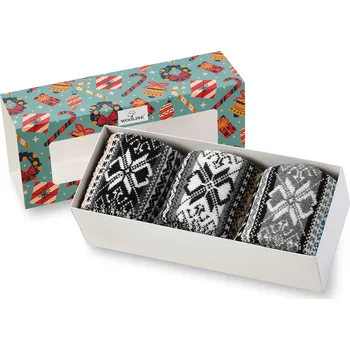 Wooline Dárkové balení ponožek 3v1 s norskými motivy pro muže, Natural Wool 11 Velikost ponožek: EUR 44-47