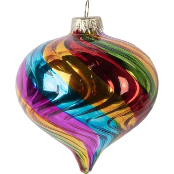 Vánoční ozdoba Duhová skleněná vánoční ozdoba do špičky Greetje – 8x8 cm
