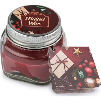 Svíčka Malá vánoční vonná svíčka ve skle s jmenovkou 28 g Varianta: 28 (Mulled wine) vínová, Balení: 24 ks