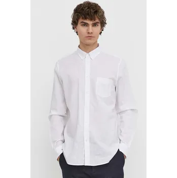 Pánská košile Lněná košile Samsoe Samsoe pánská, bílá barva, regular, s límečkem button-down, S, 00X