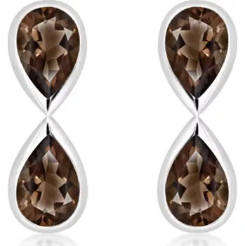 Náušnice Amber Smoky Quartz - stříbrné náušnice s quartzem