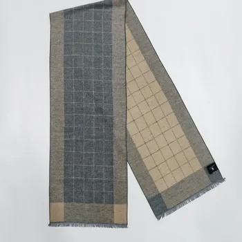 Šála Šála z česaného hedvábí šedo-béžová šachovnice oboustranná, HEDVÁBNÝ SVĚT