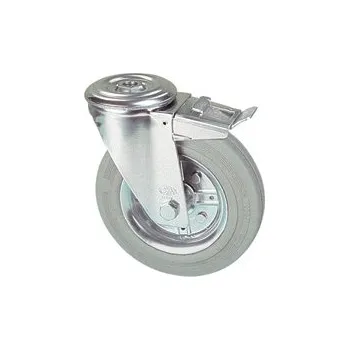 Pojezdové kolečko LWR 125/QRD Otočné kolo s šedou antistatickou obručí s otvorem a brzdou 0240232