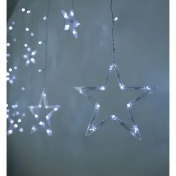 Vánoční dekorace LED řetěz MAGICHOME VÁNOCE Curtain, 138 LED, studená bílá, s hvězdami, vnější