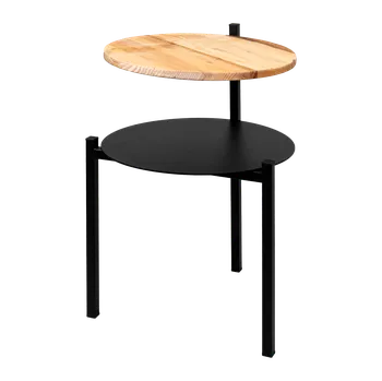 Noční stolek YLD Noční stolek v loftovém stylu, černý kov, přírodní dub 40 × 56 cm