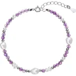 Stříbrný náramek s perlami a ametysty 13113.3
