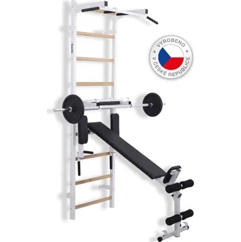 Trinfit Elegance ribstol s hrazdou, bradly a lavičkou 240 x 70 cm bílá