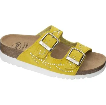 Dámská zdravotní obuv Scholl Malaren dámské zdravotní pantofle žluté s technologií Bioprint a nastavitelnými pásky