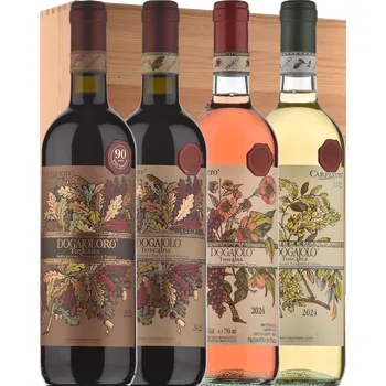Víno Carpineto Dogajolo Poker dřevěná krabička 4 láhve (1x Rosso, 1x Oro, 1x Bianco, 1x Rosato)