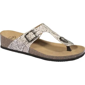 Dámské žabky Scholl GANDIA stříbrné dámské zdravotní žabky syntetika s Bioprint stélkou
