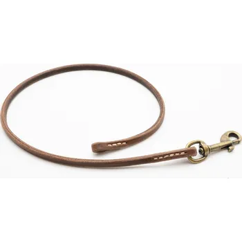 Vodítko pro psa Morko Kožené vodítko bez poutka, hnědá kůže 7mm, kování staromosaz cm: 60 cm