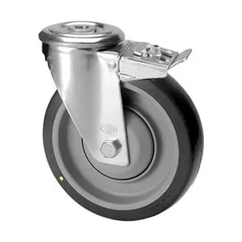 Pojezdové kolečko DHK 125B/QRD Otočné kolo s šedou antistatickou obručí s brzdou a otvorem 0221927