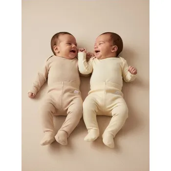 Pánské kalhoty Sinsay - 2balení žebrovaných kalhot se zakrytými chodidly - krémová - 105FT-01X - 105FT-01X-56