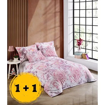 Povlečení Peony bílé 140 x 220, 70 x 90 cm knoflíky