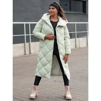 Dámská bunda Dámská dlouhá bunda s kapucí FEMACOAT Dstreet TY4592 - výprodej Barva: Zelená, Velikost: XL