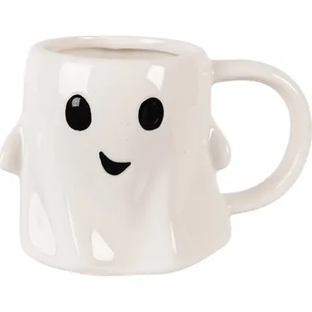 Bílý keramický halloweenský hrneček duch – 14x9x10 cm
