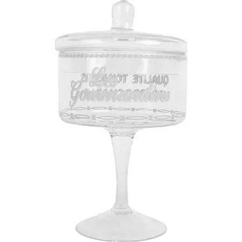 Dóza na potraviny Skleněná nádoba na cukrovinky s víčkem na vysoké noze Patisserie Francaise – 13x24 cm