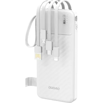 Powerbanka Dudao K11 PowerBanka 10000mAh / USB-A + vestavěné kabely / 10W / bílá