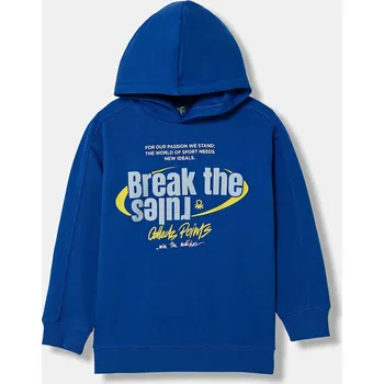 Chlapecká mikina Dětská mikina United Colors of Benetton modrá barva, s kapucí, s potiskem, 3J73C205C 3J73C205C.G.Seasonal 57X, vel. 160