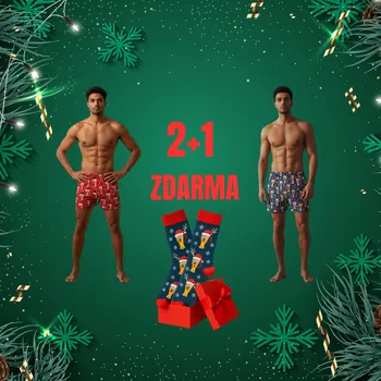 Trenýrky Vánoční trenýrky 2+1 zdarma modré ponožky Velikost: XL