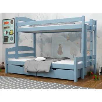 Dětská postel Patrová postel Sawana Varianta: Pravá, Barva dřeva: Modrá, Rozměry: 120x180
