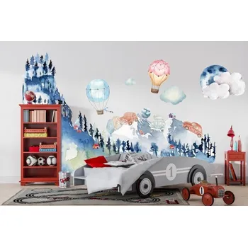 Samolepící dekorace Zimní horská krajina samolepka na zeď 80 x 160 cm